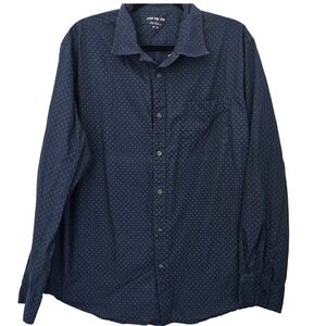 😀 JOE FRESH Men's XL‎ Blue Geometric Print Long Sleeve Button Up Shirt